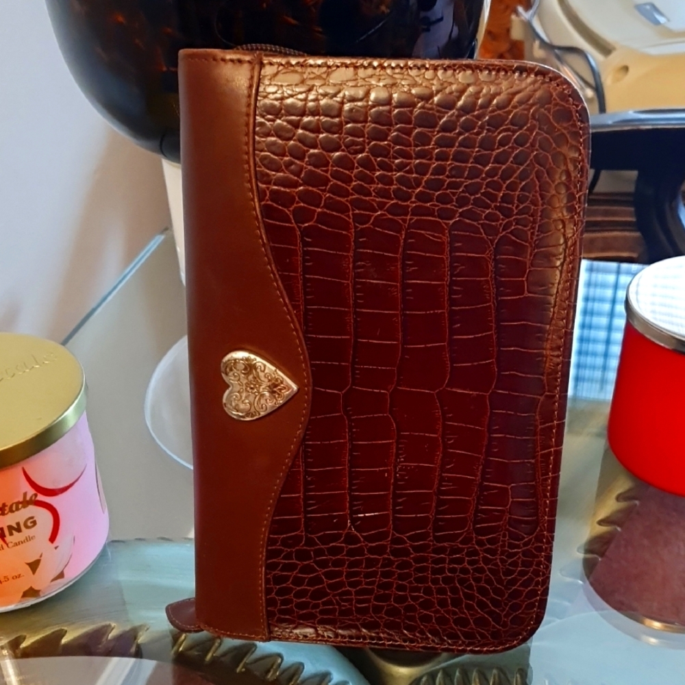 Brown Crocodile Embossed Leather Agenda